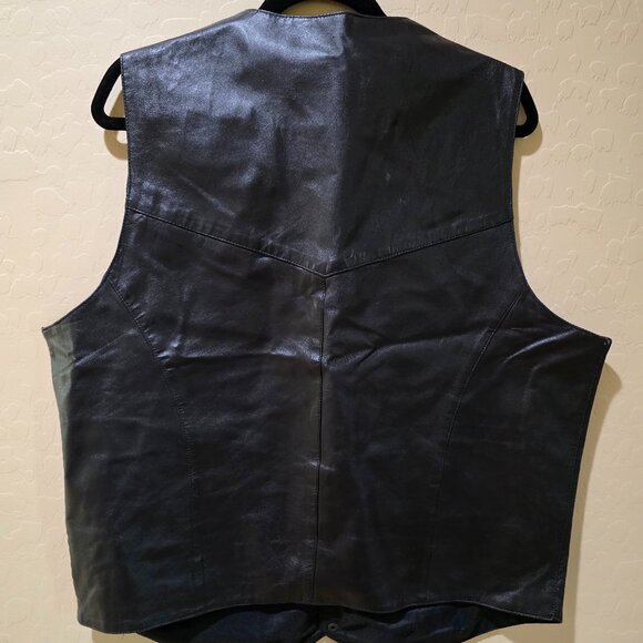 Vintage Modal New York Men's Black Genuine Leather Lined Vest w/ Pockets SZ XL - Picture 6 of 14